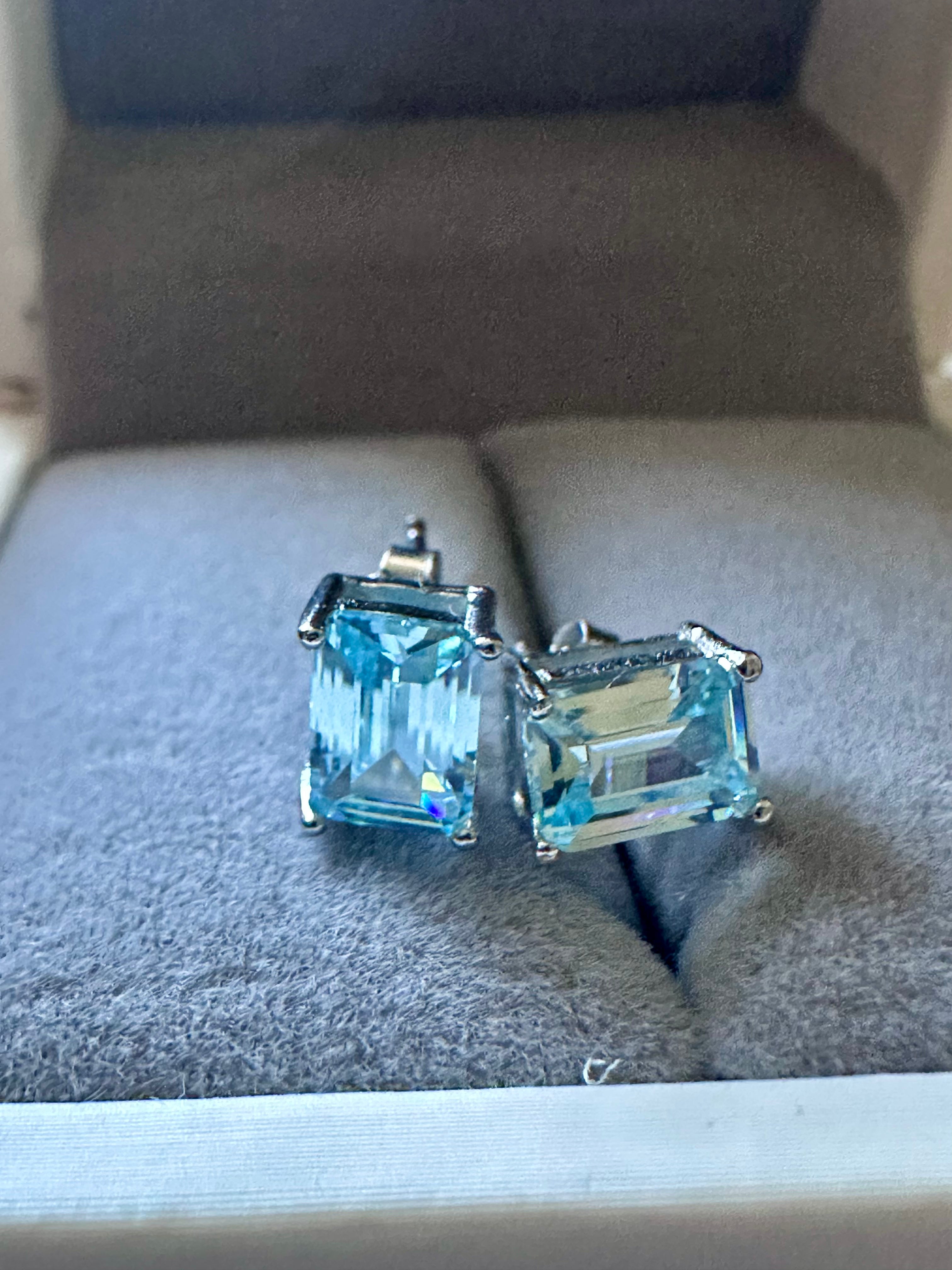 Ocean Whisper Aquamarine Stud Earrings
