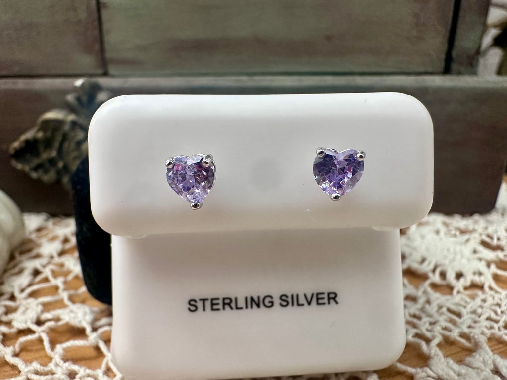Heart-Cut Tanzanite Gemstone Stud Earrings in 925 Sterling Silver