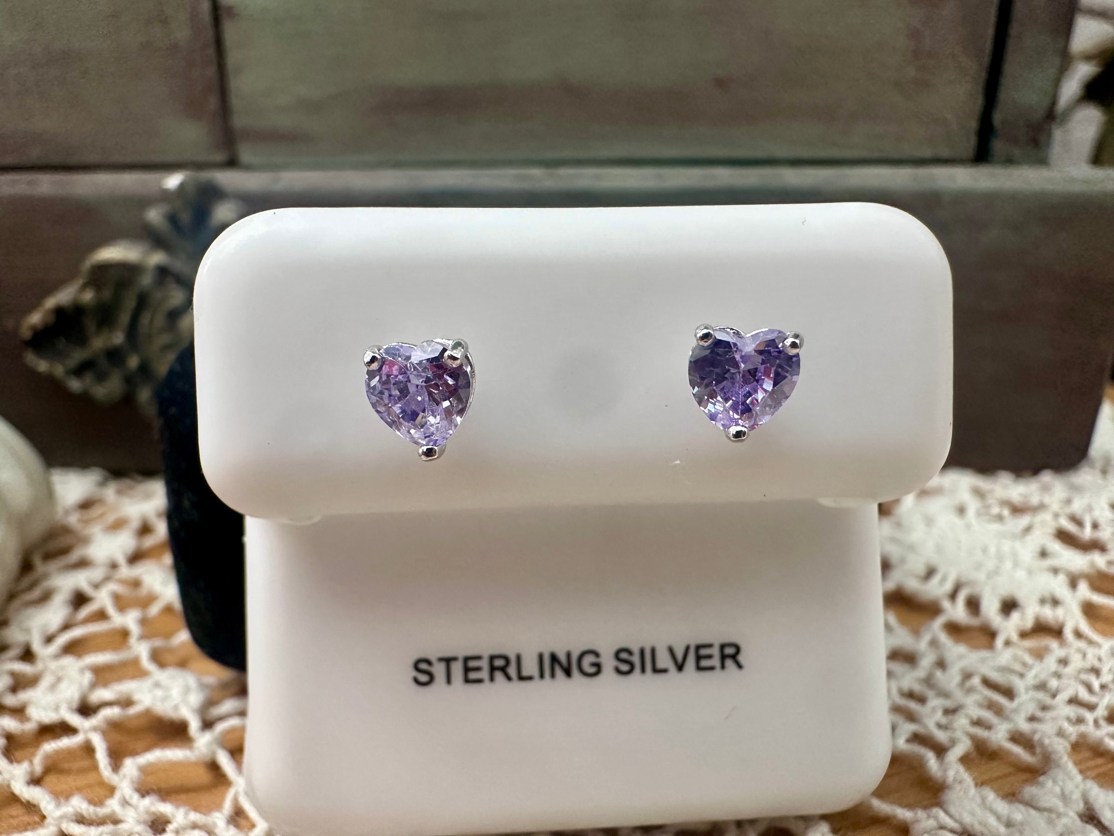Heart-Cut Tanzanite Gemstone Stud Earrings in 925 Sterling Silver
