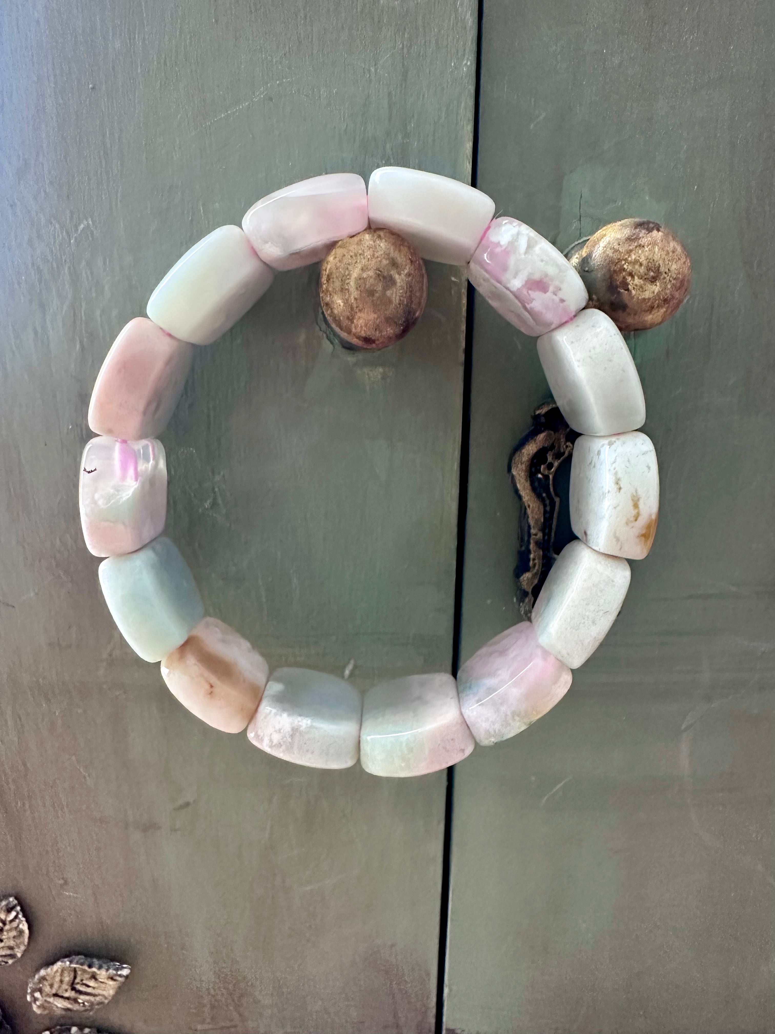 Blush Bloom Floral Agate Soft Bangle