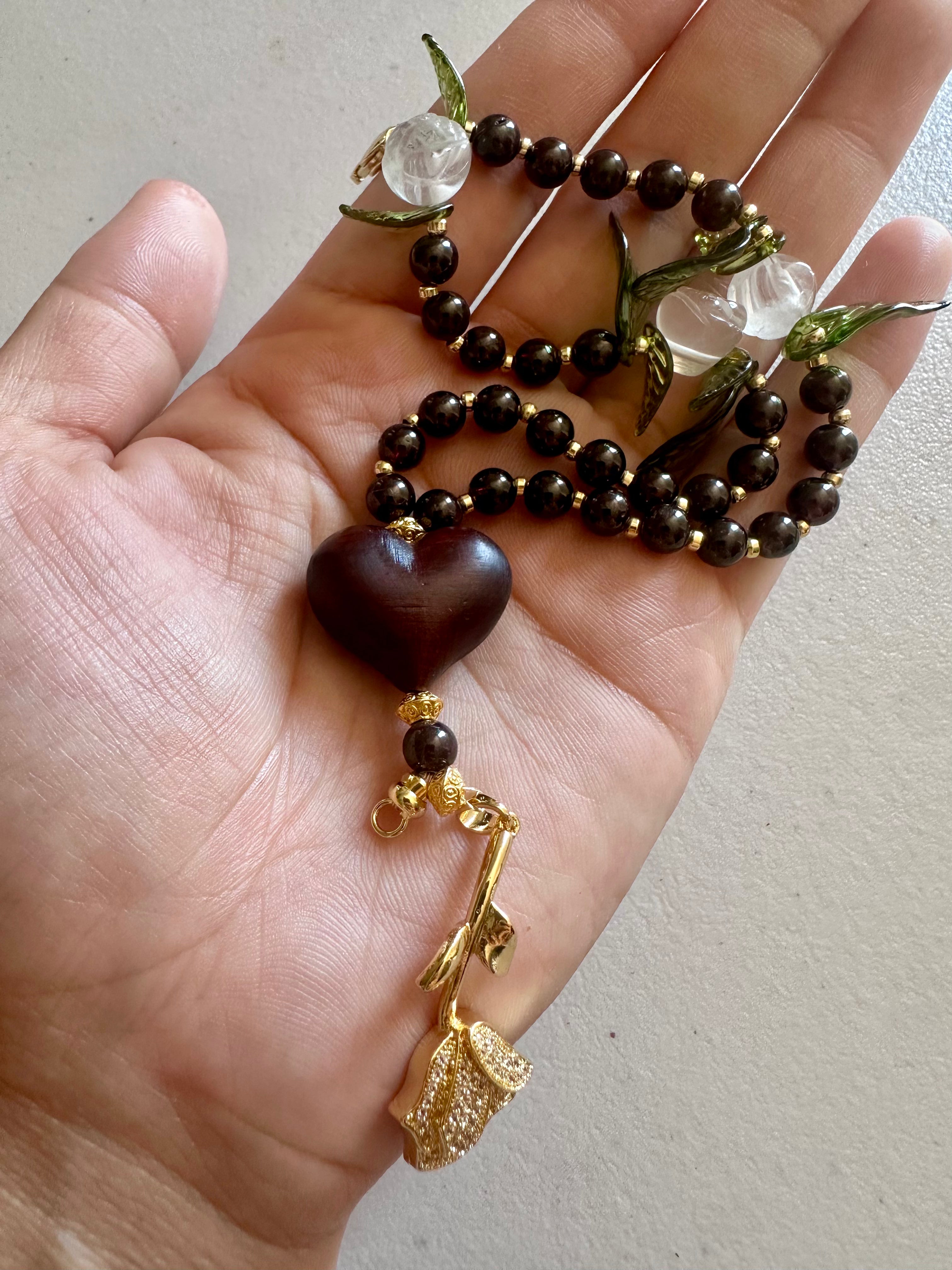 Garnet Rose of the Heart Rosary Bracelet