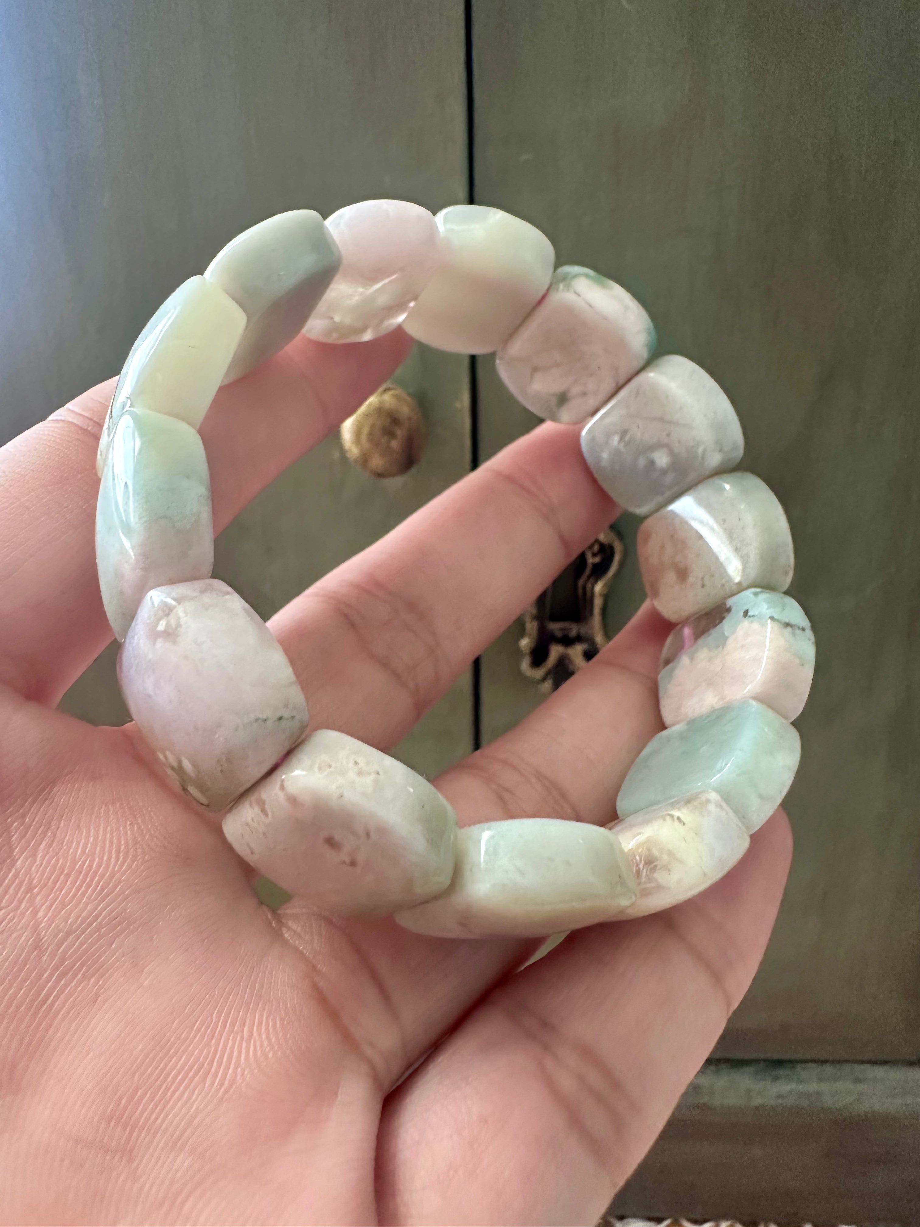 Blush Bloom Floral Agate Soft Bangle