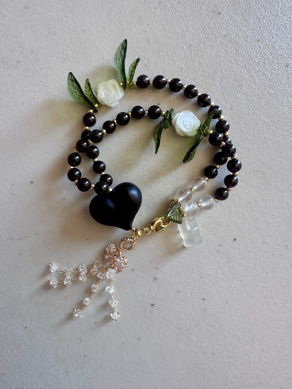 Garnet Garden of the Heart Rosary Bracelet