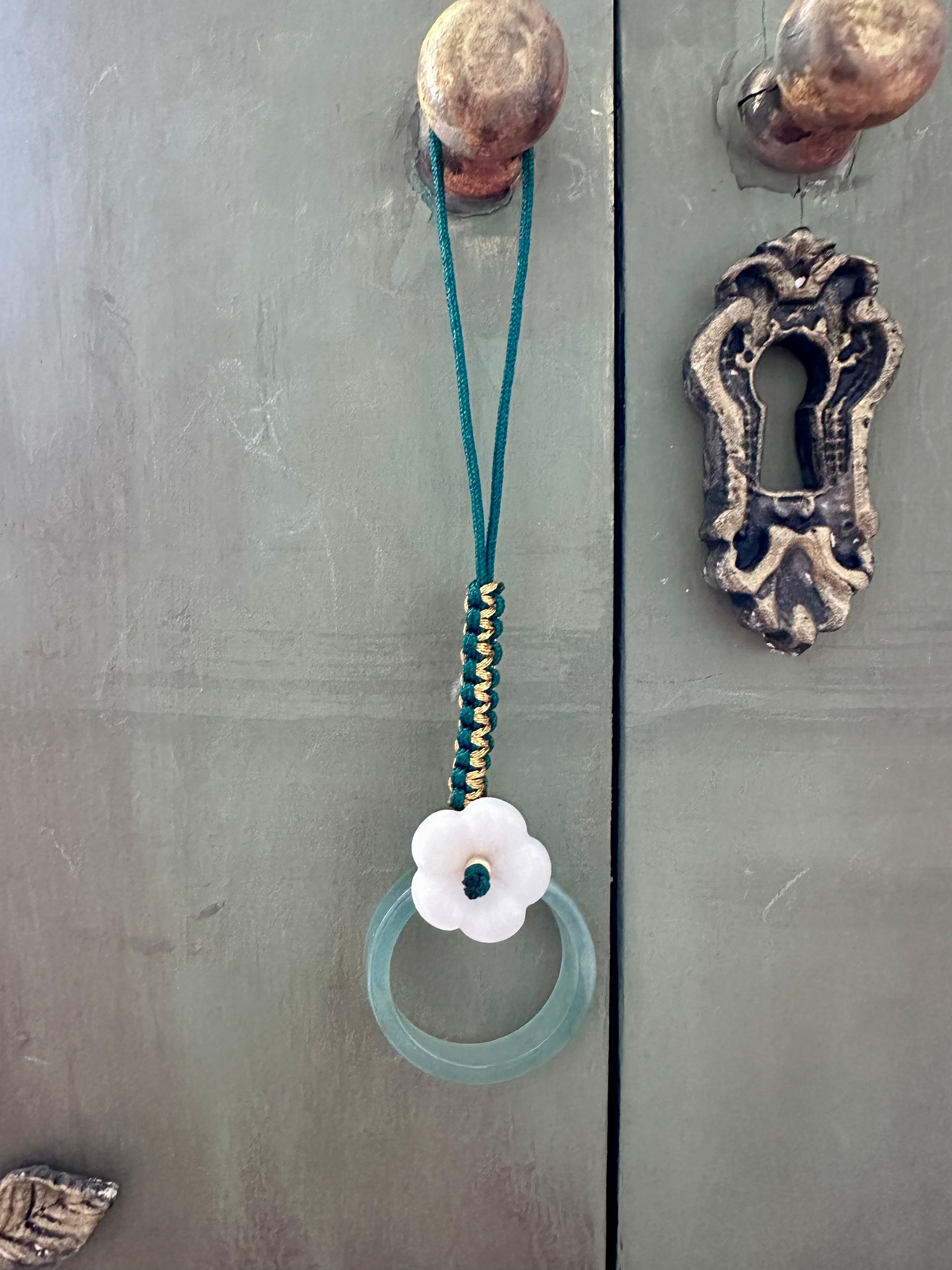Blue Water Jade Bloom Phone Charm