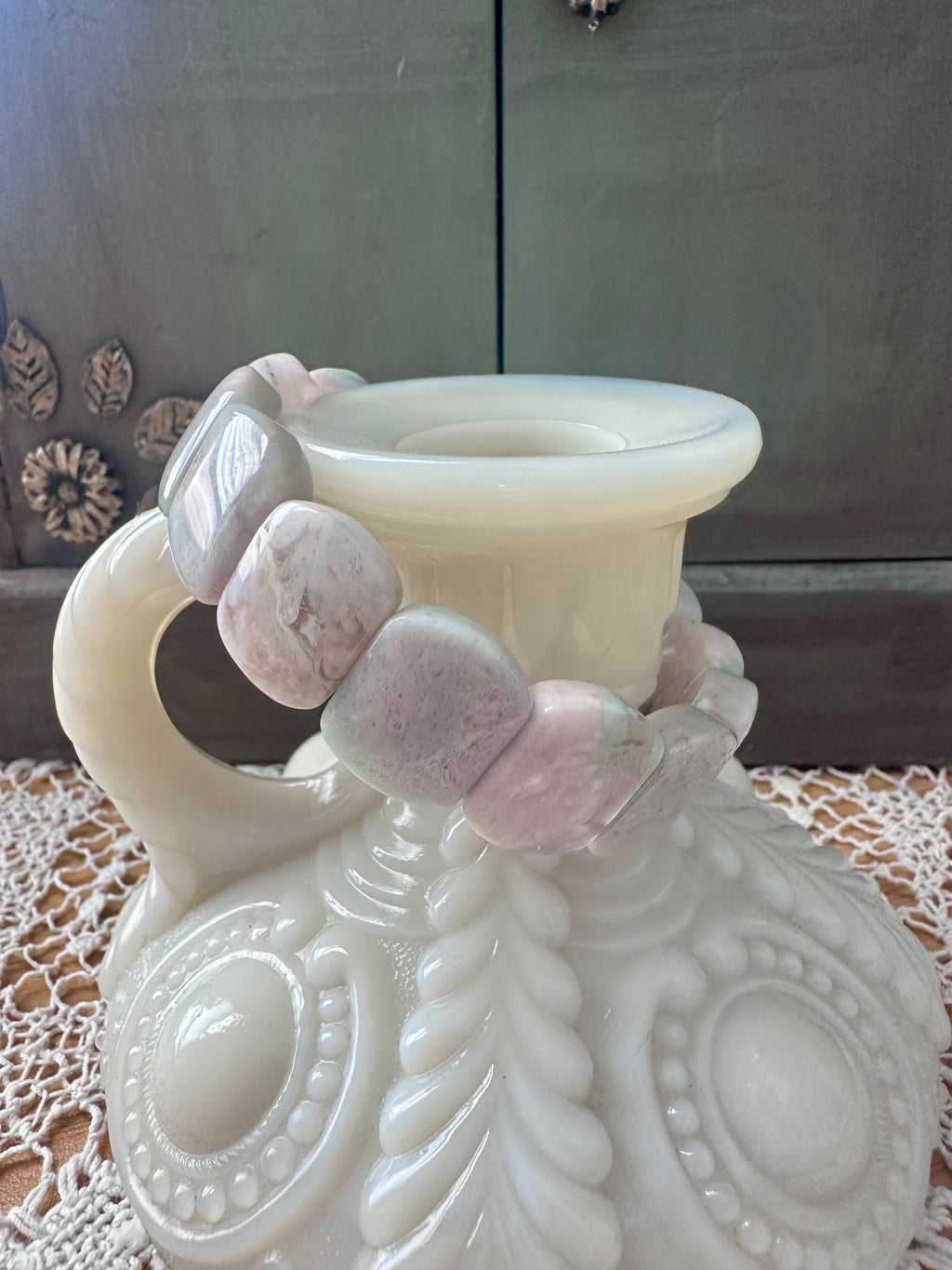 Blush Bloom Floral Agate Soft Bangle