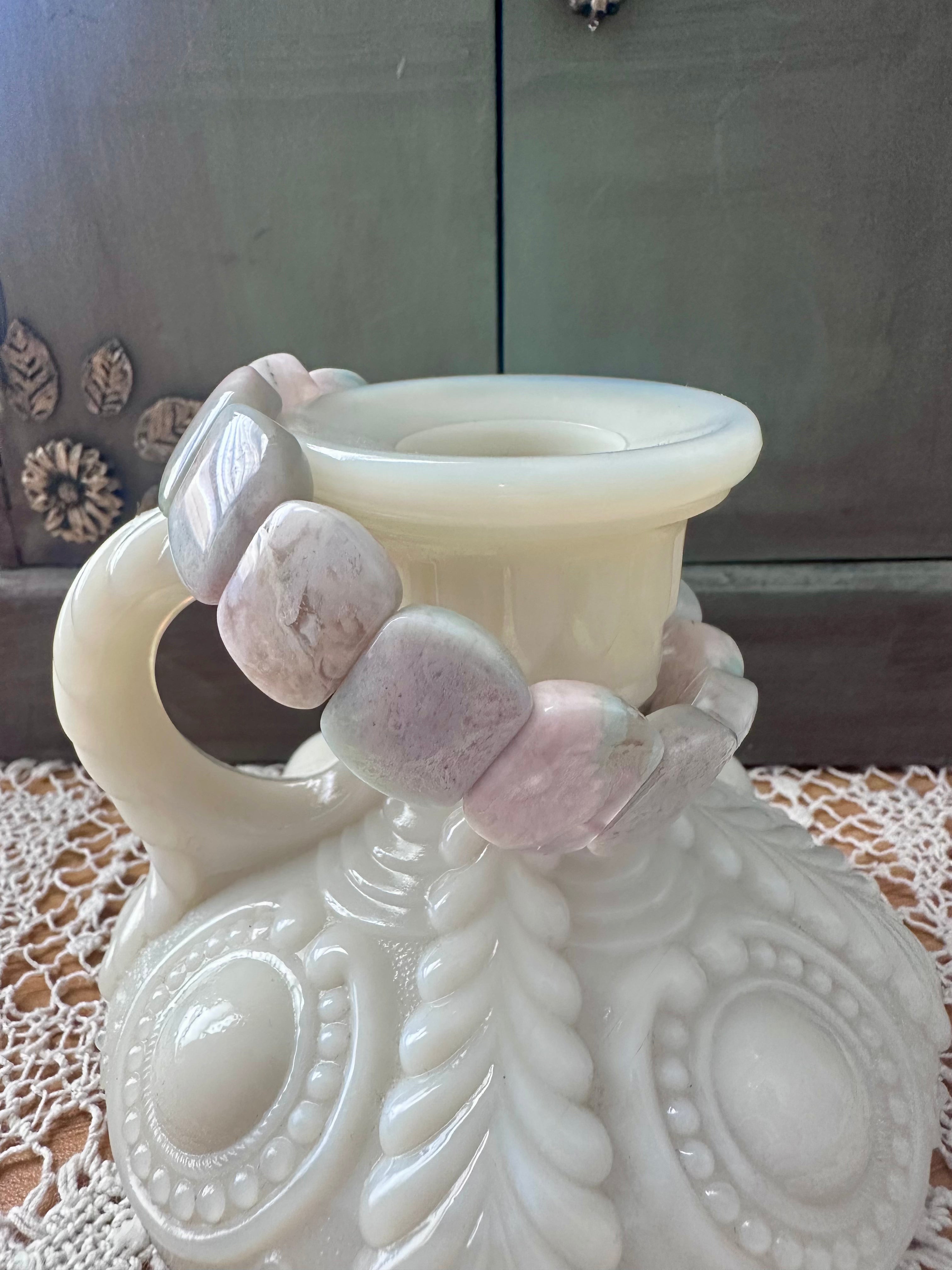 Blush Bloom Floral Agate Soft Bangle