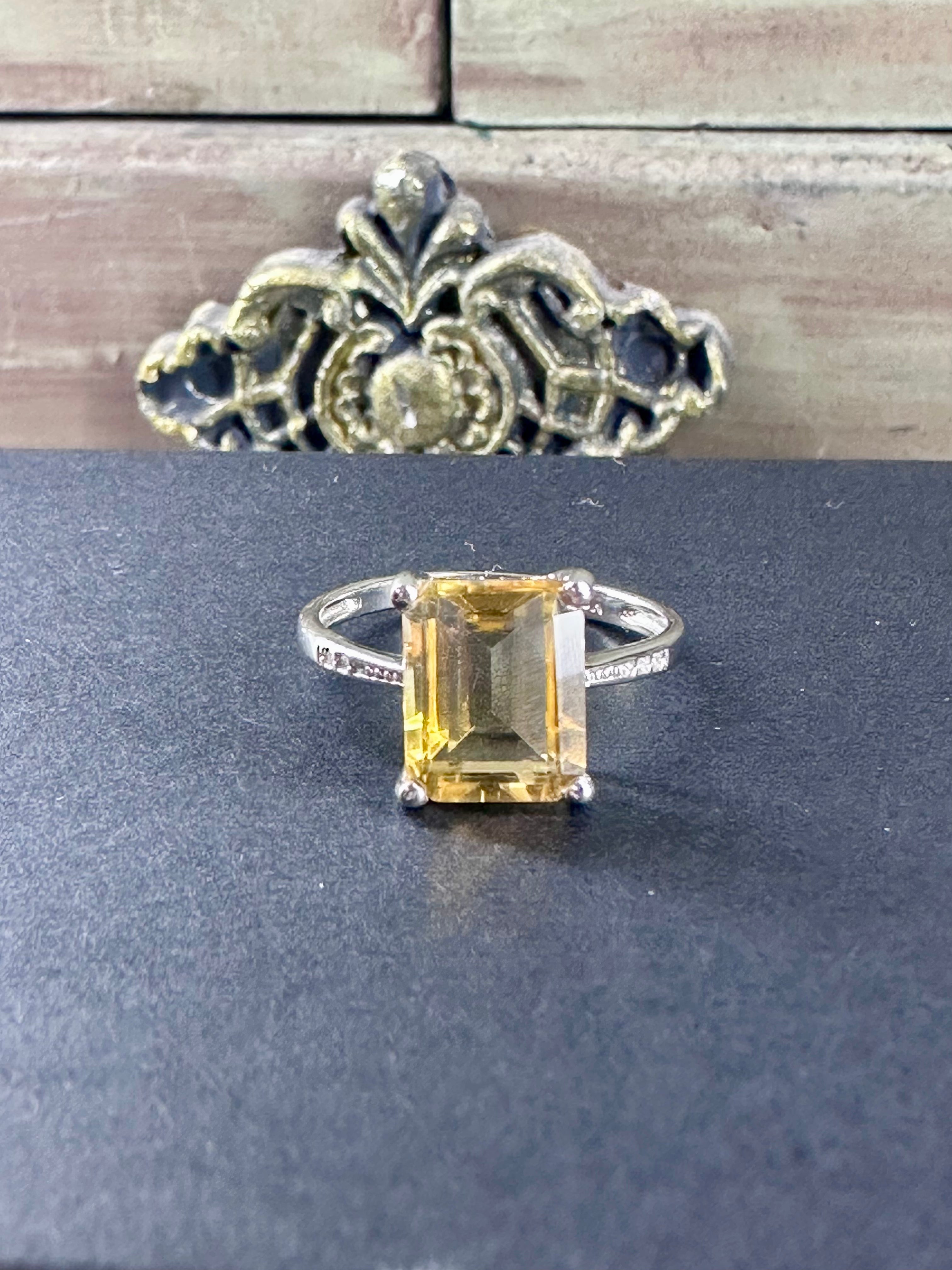 Genuine Citrine Ring in Sterling Silver Size 6
