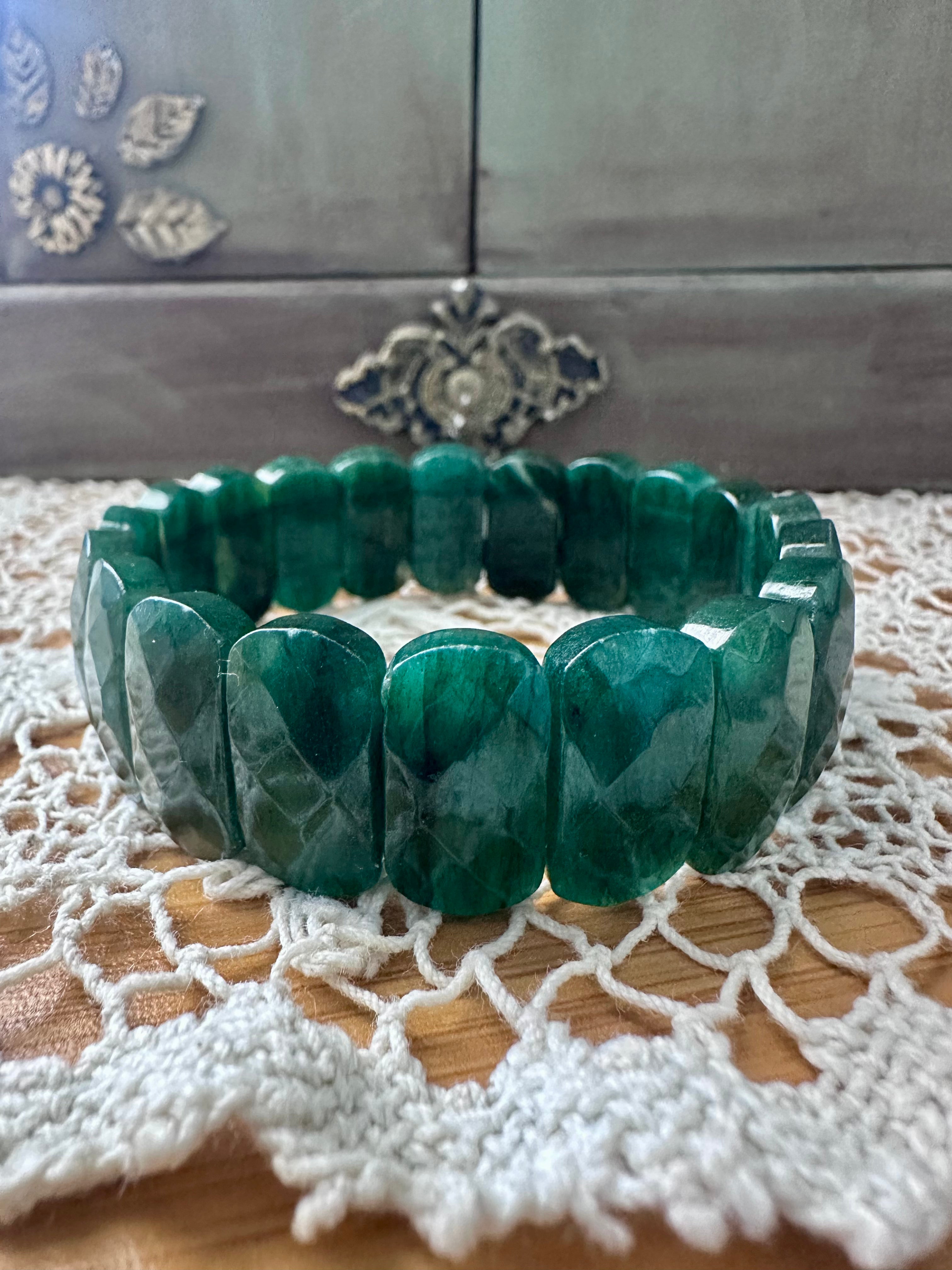 Emerald Glow Green Strawberry Quartz Soft Bangle