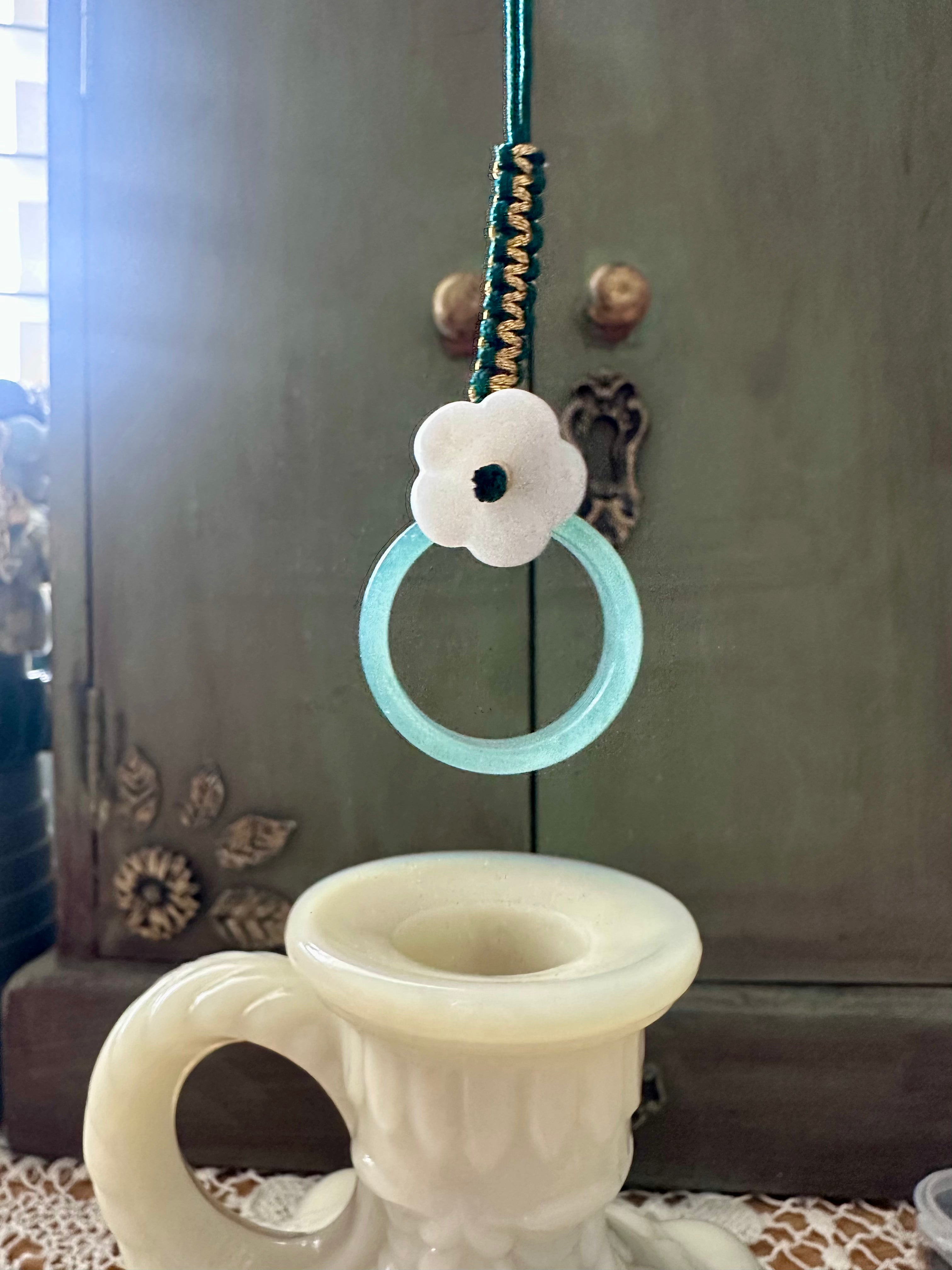 Blue Water Jade Bloom Phone Charm