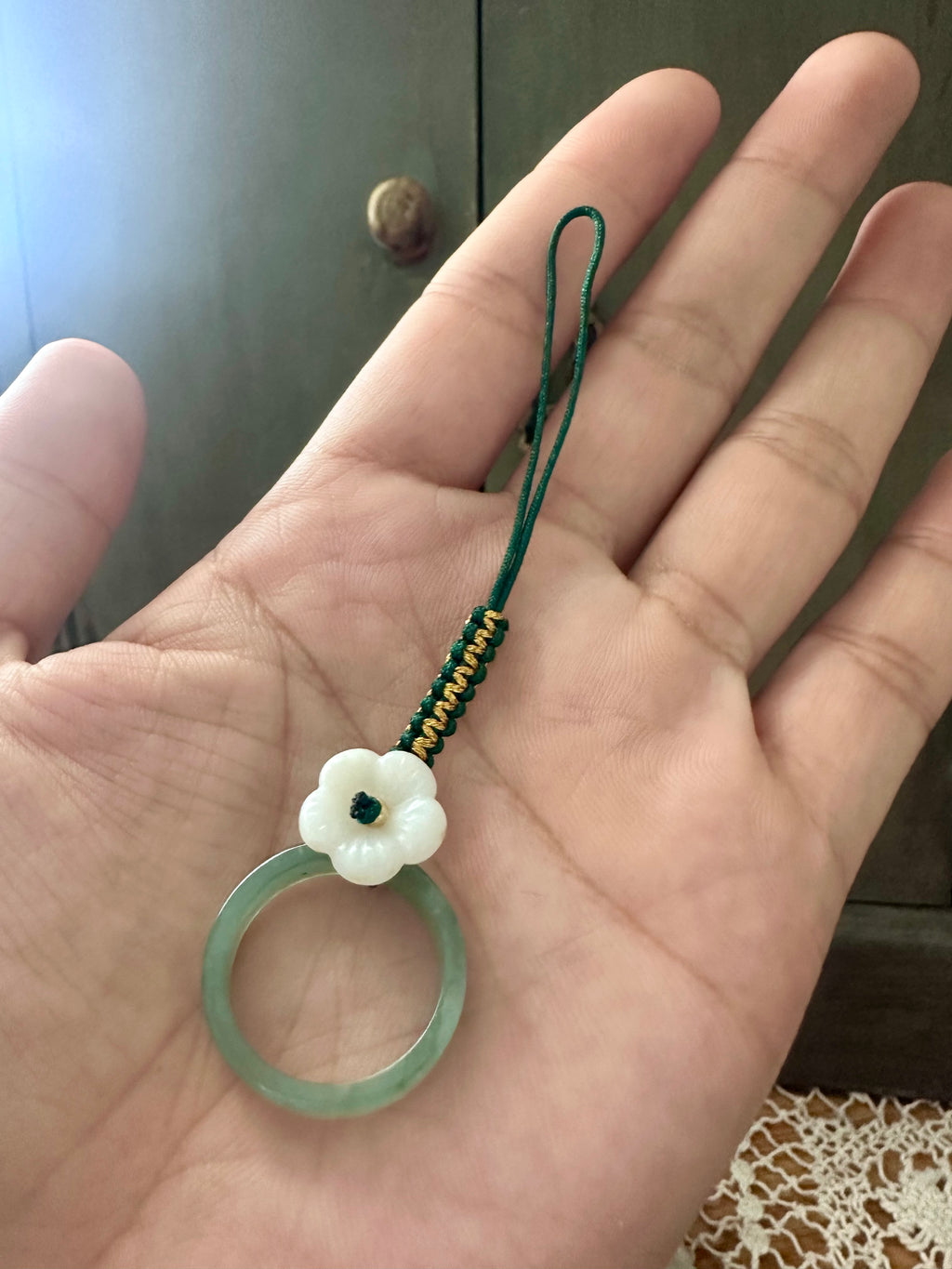 Blue Water Jade Bloom Phone Charm