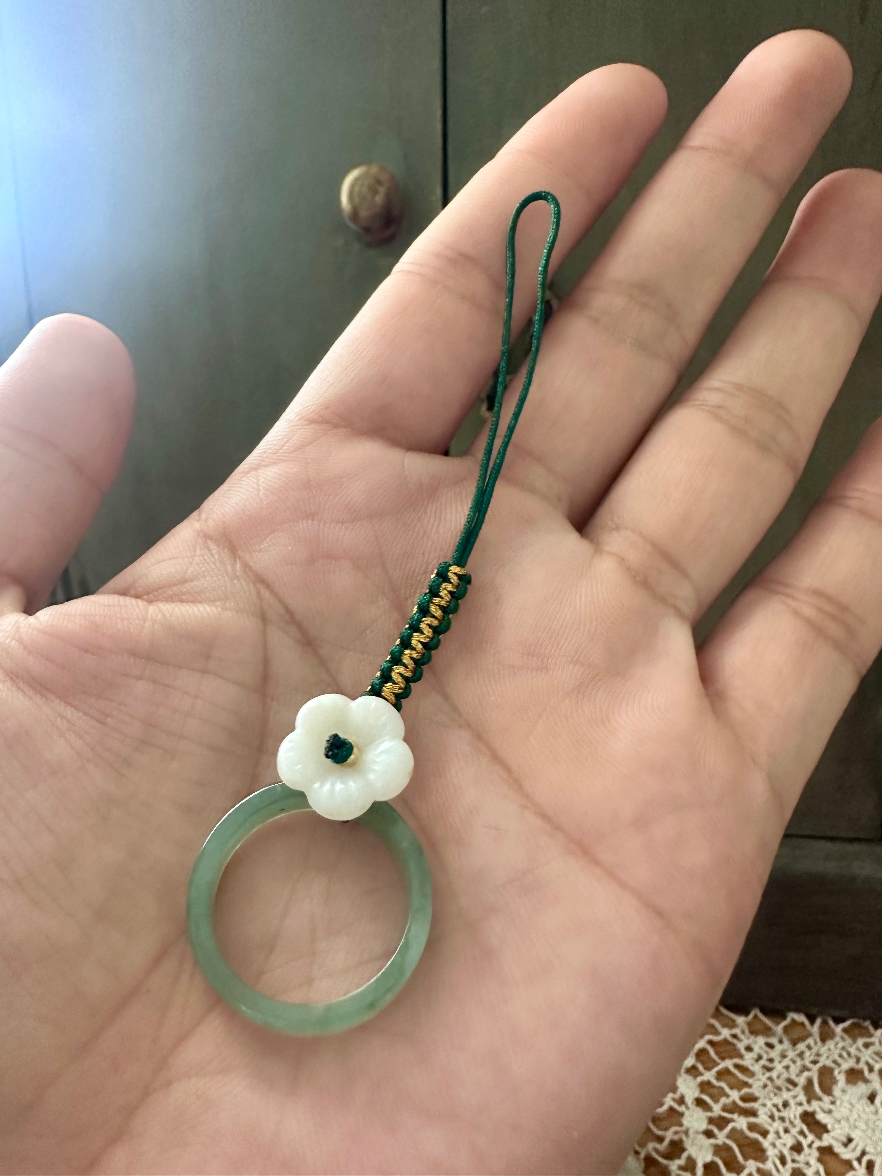 Blue Water Jade Bloom Phone Charm