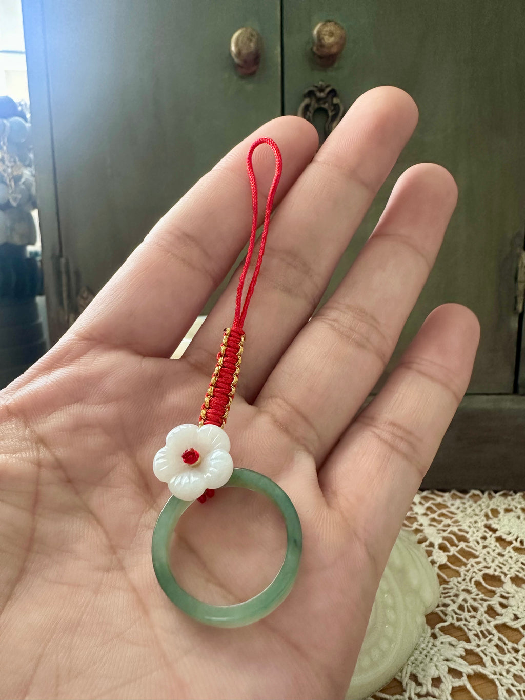 Lucky Bloom Jade Phone Charm