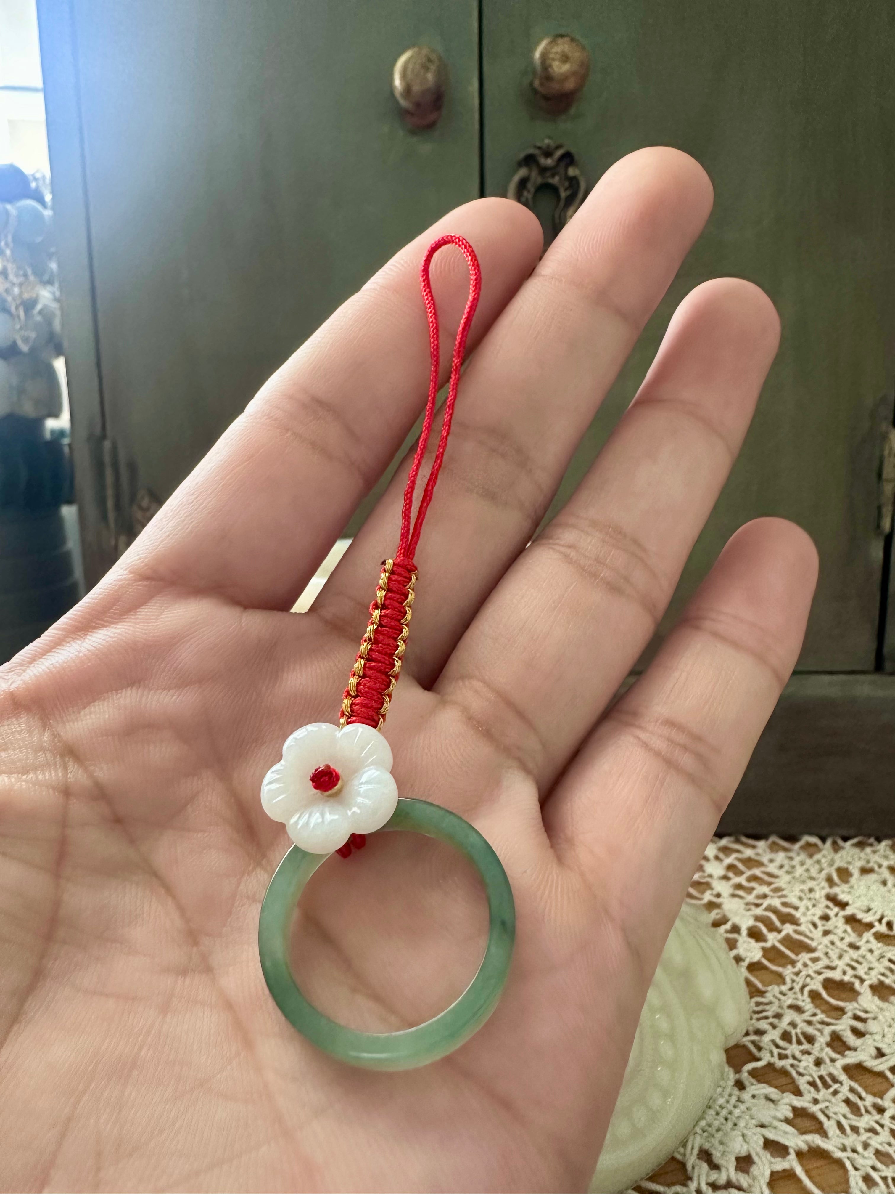 Lucky Bloom Jade Phone Charm