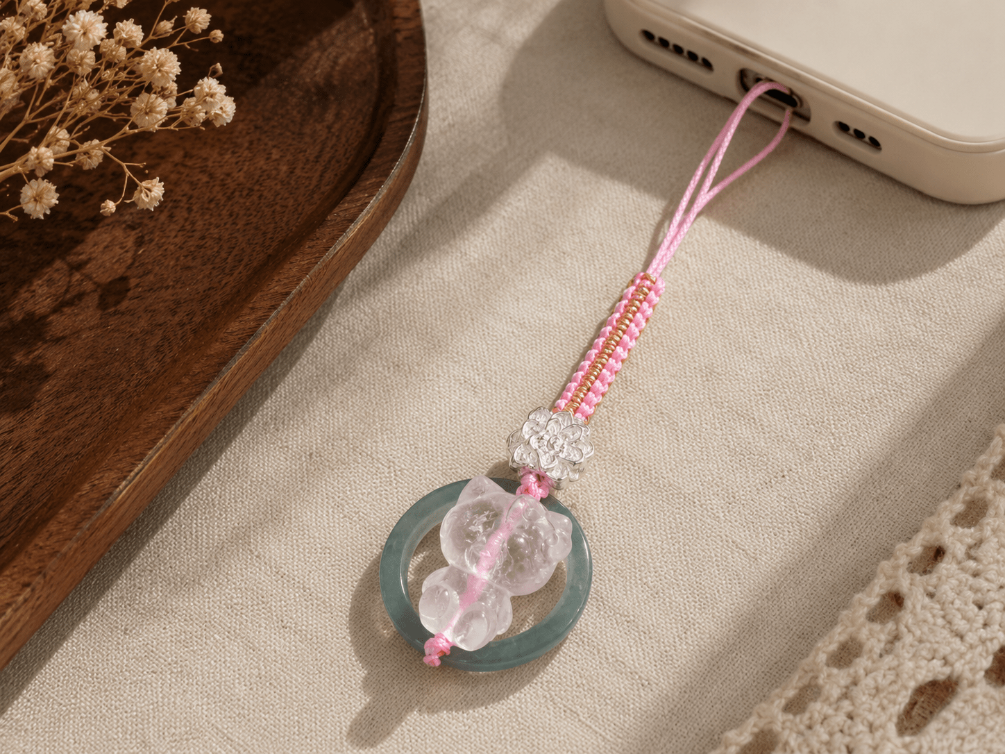 Hello Jade Kitty Phone Charm