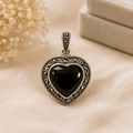 Black Onyx Heart Pendant Sterling Silver
