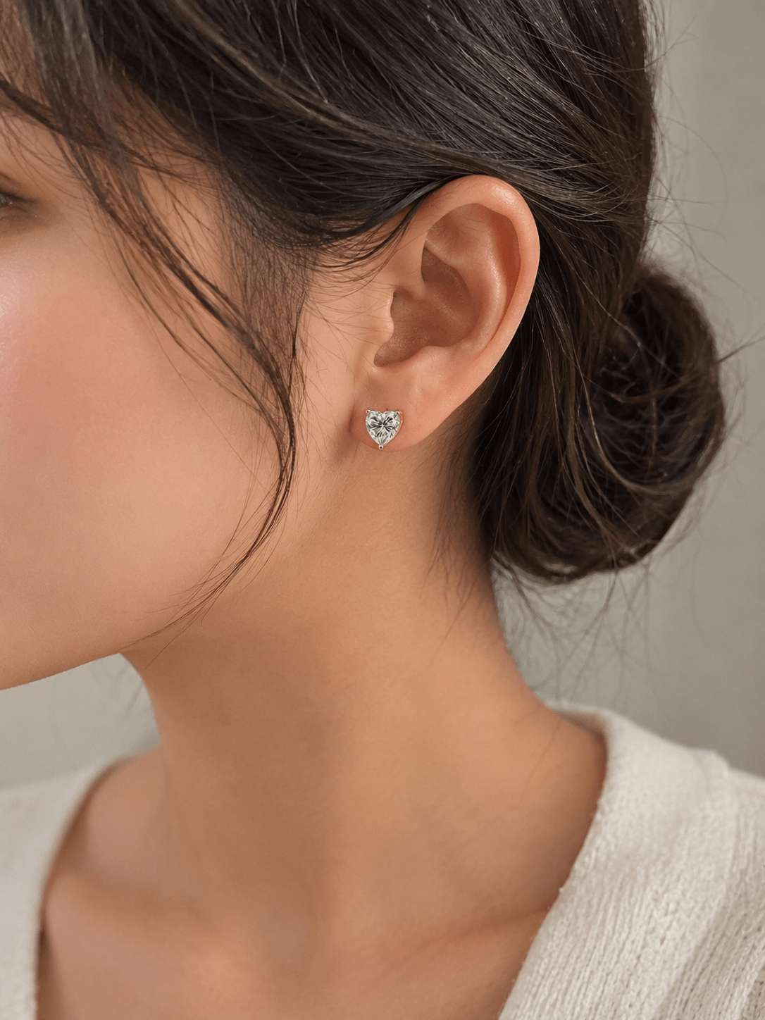 2.4ct Genuine Moissanite 7mm Heart Shape on Gold Over 925 Sterling Silver Setting Stud Earrings