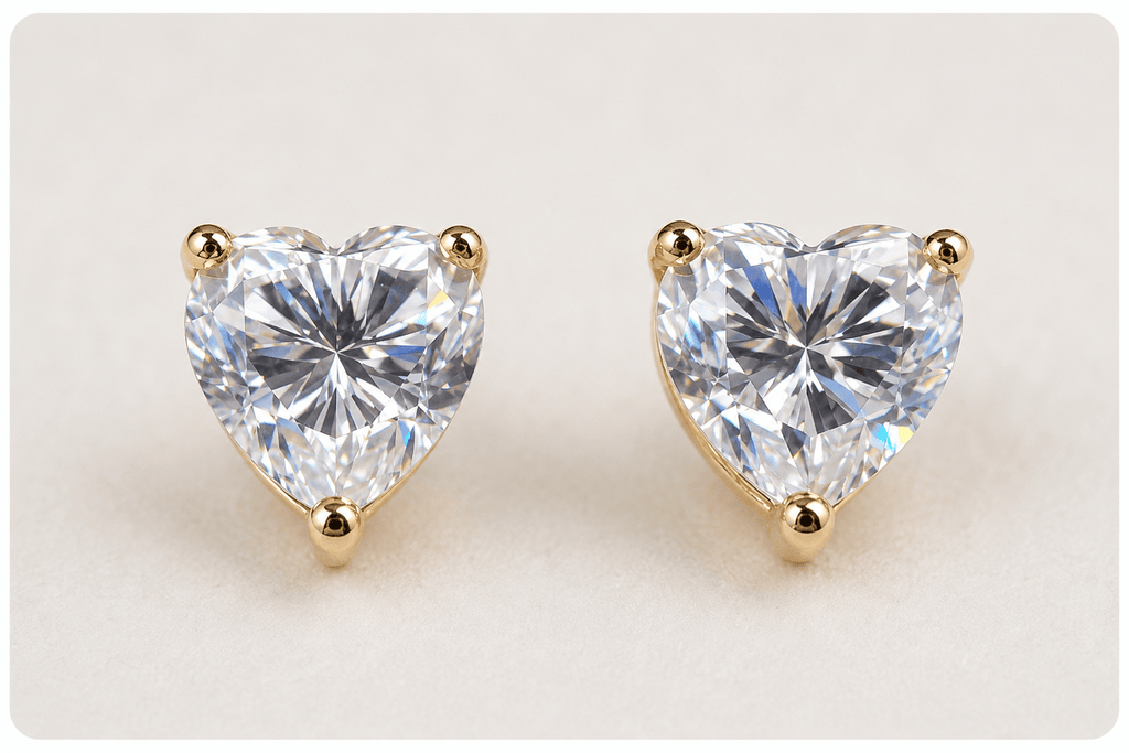 2.4ct Genuine Moissanite 7mm Heart Shape on Gold Over 925 Sterling Silver Setting Stud Earrings