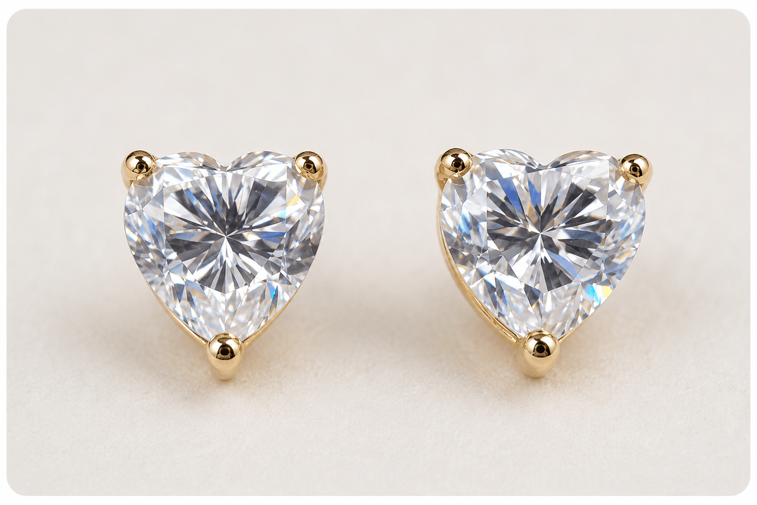 2.4ct Genuine Moissanite 7mm Heart Shape on Gold Over 925 Sterling Silver Setting Stud Earrings