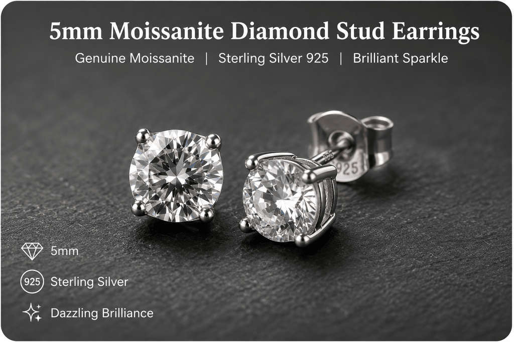 0.85ct Genuine Moissanite Stud Earrings in 925 Sterling Silver