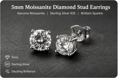 0.85ct Genuine Moissanite Stud Earrings in 925 Sterling Silver