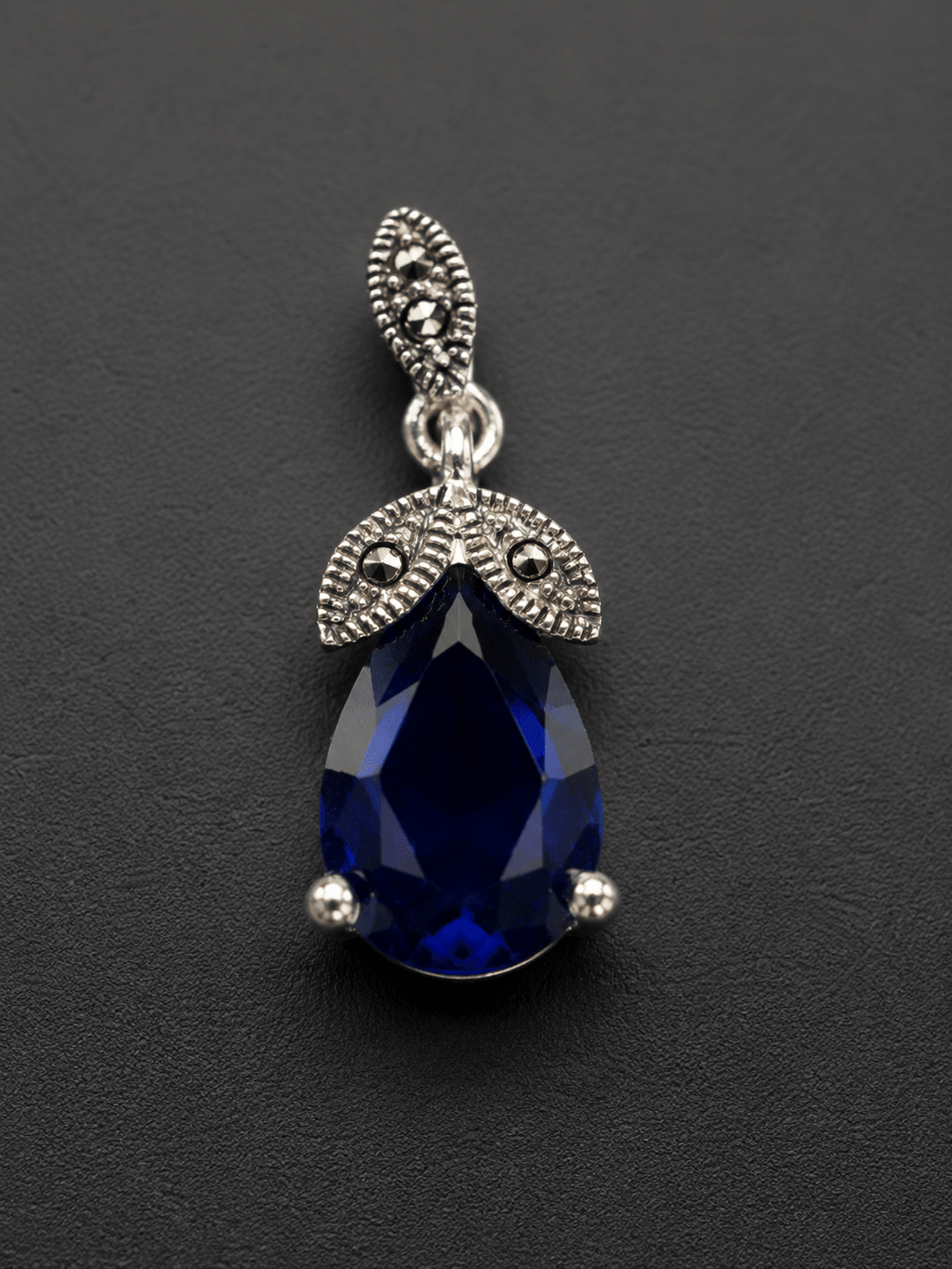 Blue Sapphire Vintage Pendant Genuine Sterling Silver