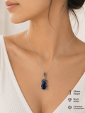 Blue Sapphire Vintage Pendant Genuine Sterling Silver