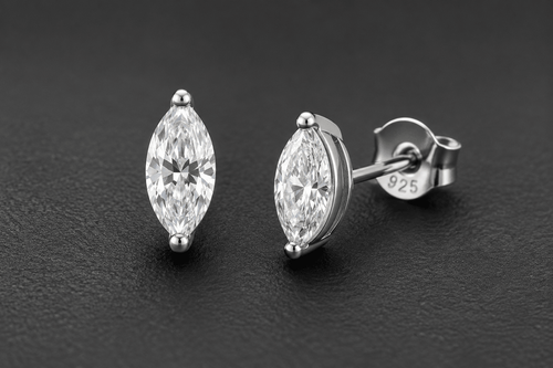 1.04ct Marquise Moissanite VVS1 Clarity set in Genuine Sterling Silver 925 Stud Earrings