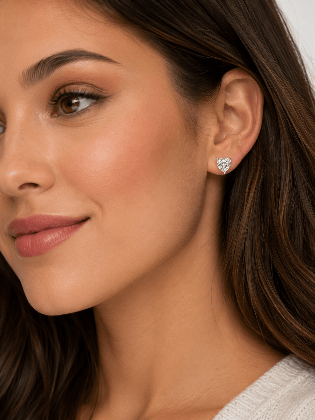 2.4ct D Color Moissanite Diamond Heart 925 Stud Earrings