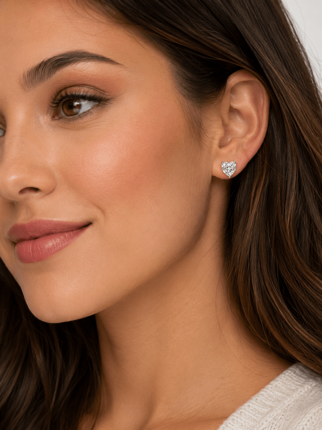 2.4ct D Color Moissanite Diamond Heart 925 Stud Earrings