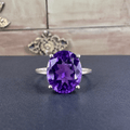 Genuine Amethyst Ring in Sterling Silver Size 8