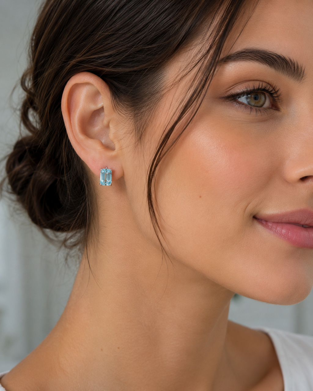 Ocean Whisper Aquamarine Stud Earrings