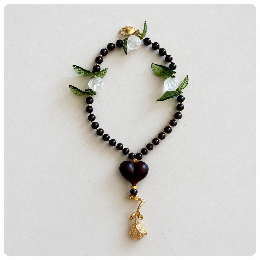 Garnet Rose of the Heart Rosary Bracelet
